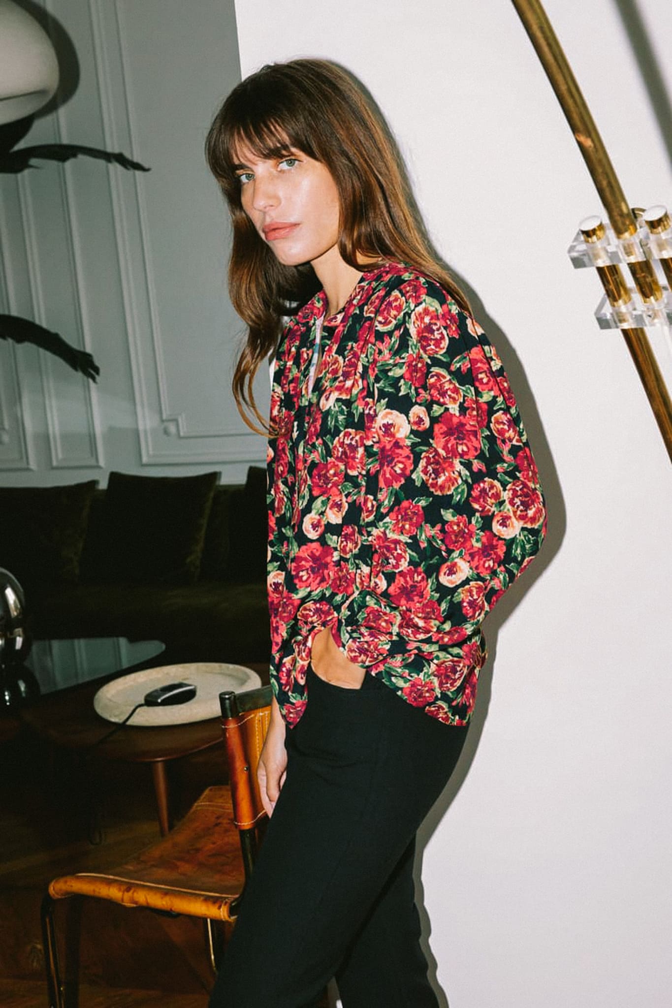 Blouse en viscose Ecovero à imprimé fleuri rouge, éthique et responsable