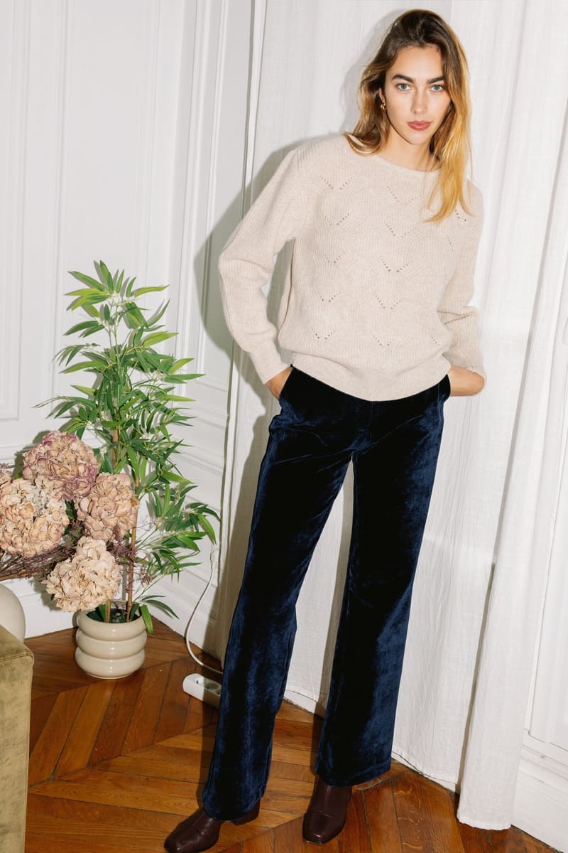 Pull beige en mérinos durable