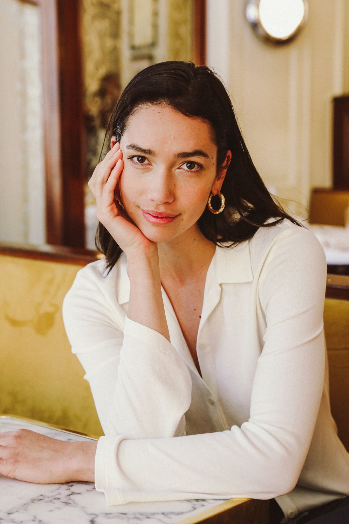 Top polo femme écru Mélisse, éco-responsable en modal et TENCEL™, made in Portugal