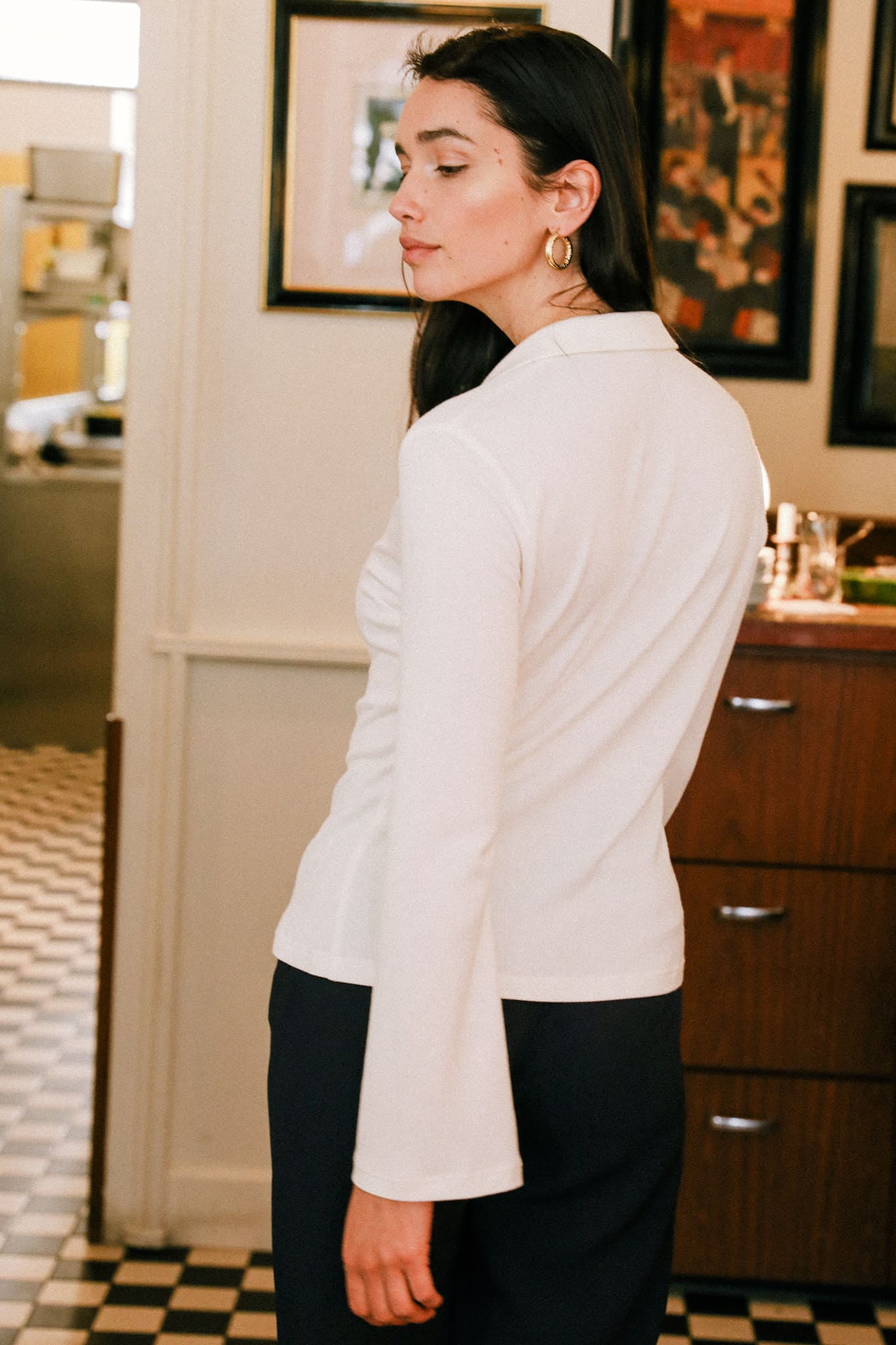 Top Mélisse col polo à boutons écru, en modal et TENCEL™, fabrication éthique au Portugal