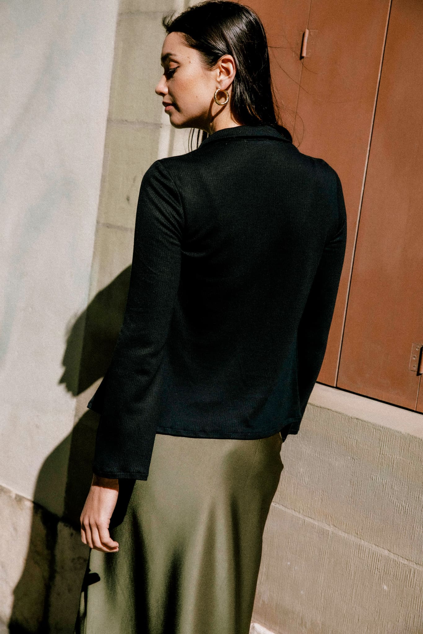 Top polo femme noir Mélisse, éco-responsable en modal et TENCEL™, made in Portugal