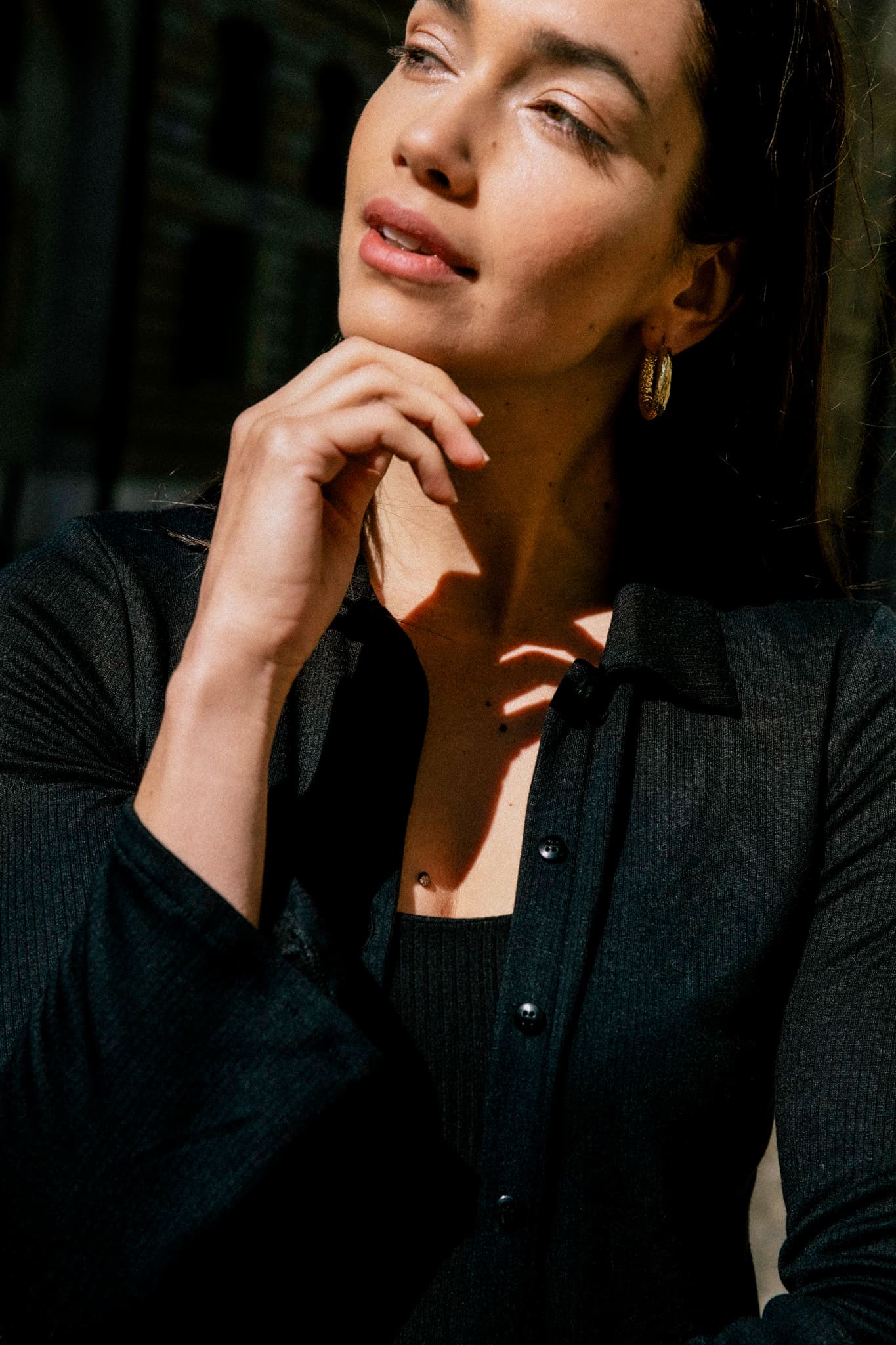 Top Mélisse noir col polo à boutons, en modal et TENCEL™, fabrication éthique au Portugal