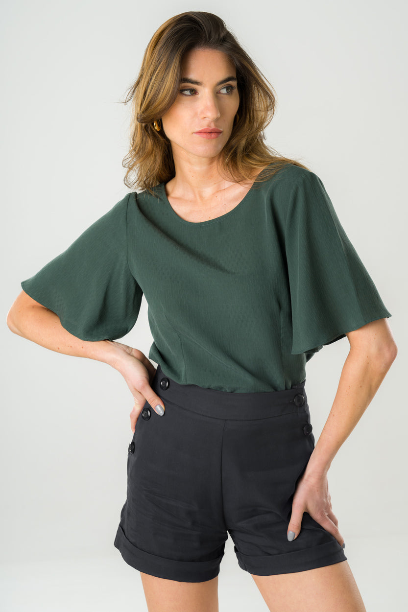 Blouse réversible Lys vert profond