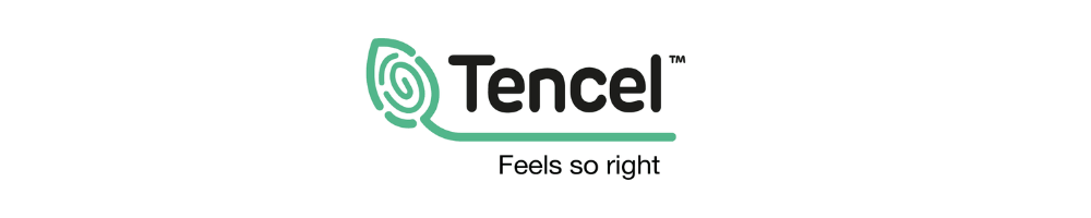 Logo Tencel, une fibre durable et éco-responsable, fabriquée à partir de bois provenant de forêts gérées de manière durable, utilisant un processus de production respectueux de l'environnement.